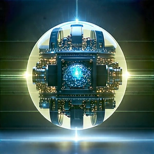 Quantum Computer With Laser Scanning With Large, Futuristic-looking