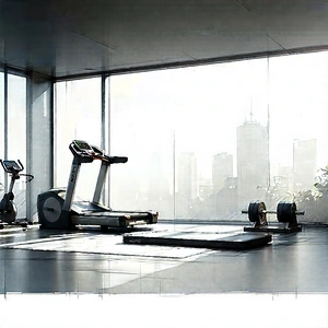 Lifestyle Pencil Sketch: Wellness Scene With Fitness Equipment With Exercise Equipment