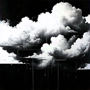 Tech Charcoal Drawing: Cloud computing visualization