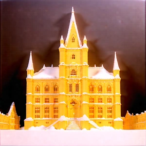 Urban Professional Photography: Famous Building With (snow:1.38) Covering With Yellow Castle