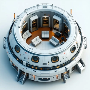 rendering futuristic space station