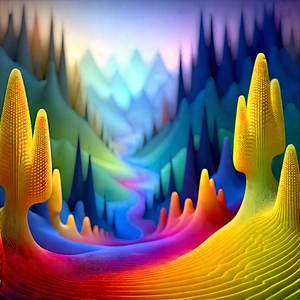 Abstract Landscape Photography: Fractal pattern with vibrant color palette