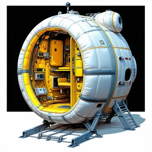A Large, Round, White Spacecraft Is Shown In A Computer-generated Image