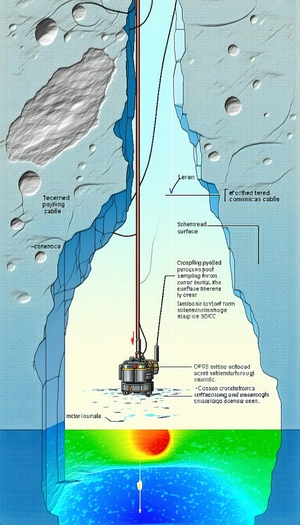 A Large Iceberg With A Red Cable Running Through It