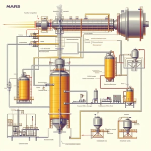 The Image Is A Detailed Diagram Of A Chemical Plant, Specifically Focusing On A Large Yellow Tank