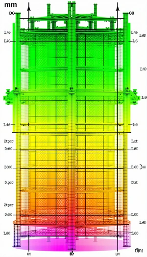 A Large, Multi-layered Structure With A Green Glow