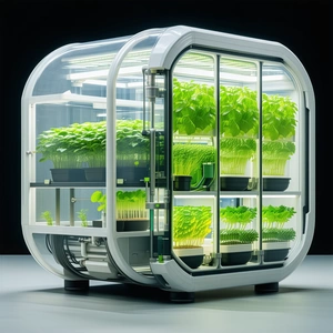 A Large, Round, Glass-walled Structure Filled With A Variety Of Plants