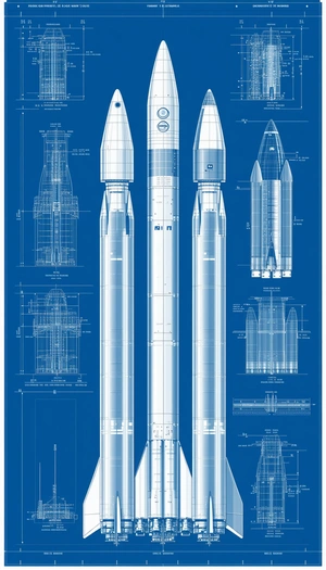 A Blue Diagram Shows The Different Parts Of A Rocket