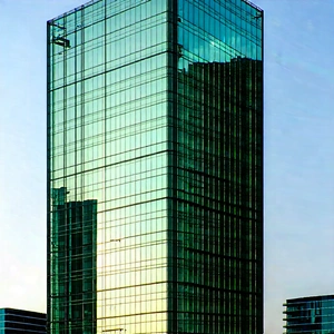 Urban Matte Painting: Glass Office Tower With Reflective Glass With Large Glass