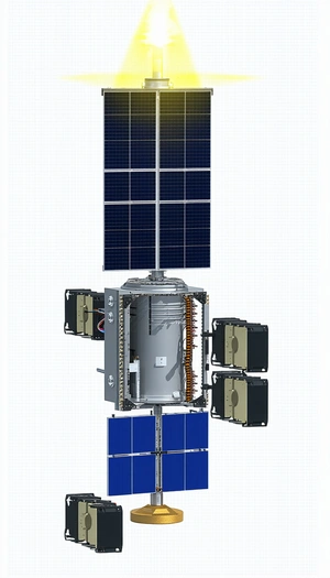 A Large Satellite Is Shown In A White Background