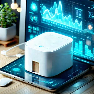 Smart Home Device With Data Visualization With White Sitting