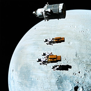A Space Shuttle Is Being Towed By A Spacecraft, With Three Astronauts On Board