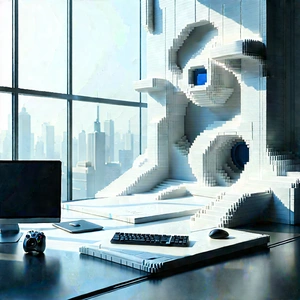 (futuristic:1.3) Tech Startup Office With Computer Desk