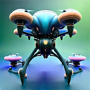 Drone With Streaming Content With Futuristic Spacecraft