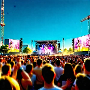 Urban Low Poly: Urban outdoor concert scene