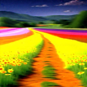 Nature Digital Illustration: Path through flowering meadow