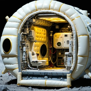 A White Spacecraft With A Large, Round, White Dome On Top