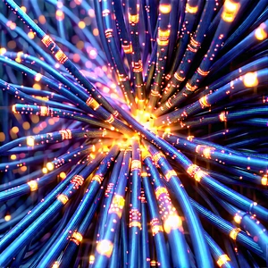 Close-up Of Fiber Optic Cables With Close-up Blue