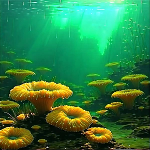 Nature Etching: Coral reef in rainy season