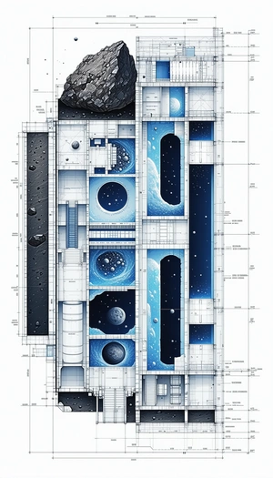 A Drawing Of A Space Station Is Shown, With A Variety Of Planets And Stars Surrounding It