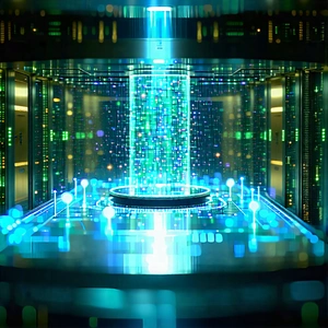 Tech Commercial Photography: Quantum computer with data streams