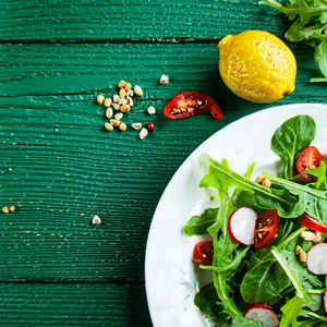 Lifestyle Concept Art: Fresh Salad Prepared With Fresh Ingredients With Plate Fresh