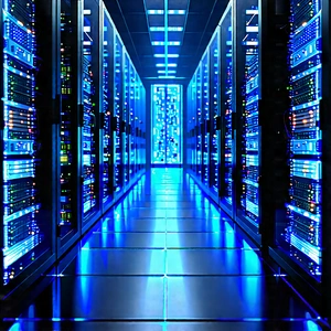 Server Rack With Holographic Projection With Image, There