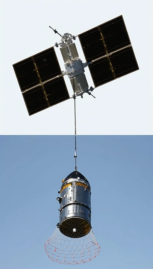 A Large Satellite Is Being Lifted Into The Air By A Crane