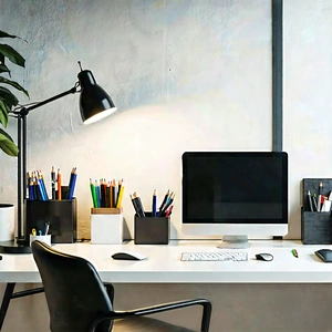 Business Octane Render: Workplace with modern office supplies on desk