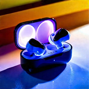 Wireless Earbuds With Glowing Screen With Blue Case