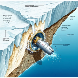 A Submarine, Specifically A Submarine Drilling Machine, Located Under The Ice