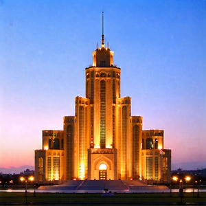 Urban Editorial Photography: Famous Building With (sunset:1.18) Glow With Large, Ornate