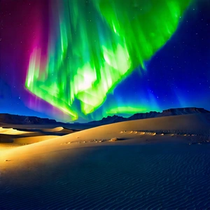 Nature Geometric Design: Northern Lights Over Desert With Captures Beautiful