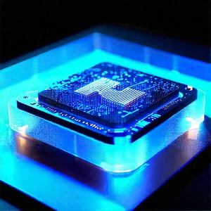 Financial Technology In Modern Laboratory With Blue Square