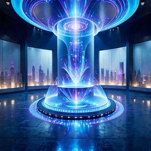 Futuristic Innovation Hub With Large, Blue,