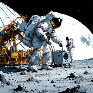 image, there astronauts moon