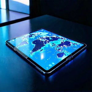 Tablet With Holographic Display With Large, Blue,