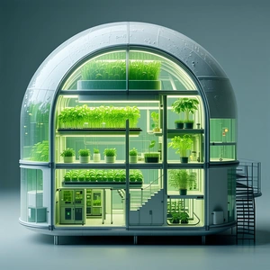 A Large, White, Dome-shaped Structure With A Green Roof