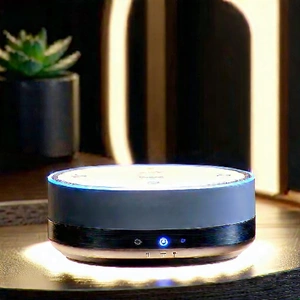 Tech Concept Art: Smart Home Device With Glowing Screen With Small, Round