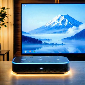 Smart Home Device With Glowing Screen With Large Flat