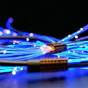 Tech Unreal Engine: Close-up Of Fiber Optic Cables With Close-up Blue