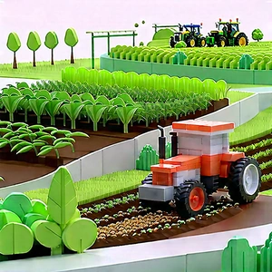 Agricultural Technology In Tech Office With Farm Scene