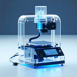 A Clear Plastic Machine Is Sitting On A White Table
