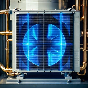 Close-up Of Cooling System With Large Blue