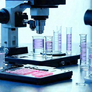 Financial Technology In Modern Laboratory With Microscope Slide