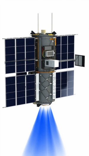A Spacecraft With A Large Solar Panel On Its Side