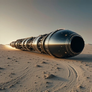 A Large, Cylindrical Object Lying On Its Side In A Desert-like Environment