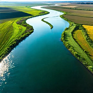 Nature Long Exposure Photography: Aerial view of winding (river:1.43)