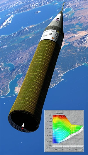 A Large Green Tube Is Seen In The Image, With A Blue Sky In The Background