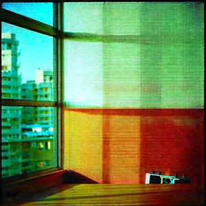 Abstract Vintage Film Photography: Dynamic Composition With High-contrast Color Palette With Window Frame,